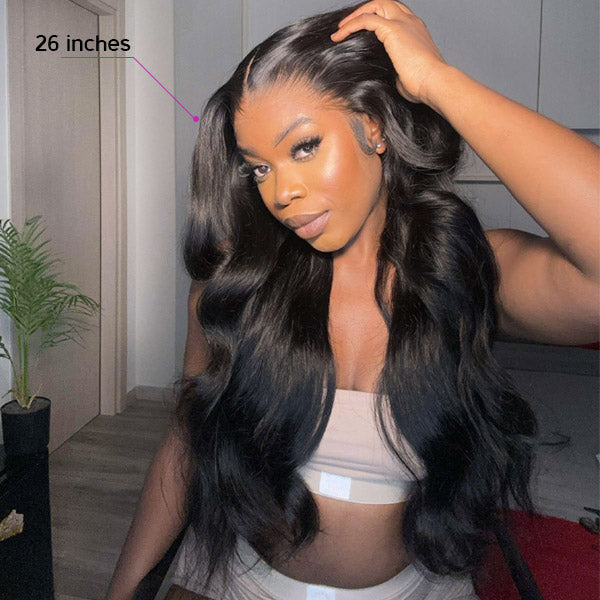4x4 HD Invisible Lace Glueless Wigs Body Wave Human Hair Wig Natural Hairline 200% Density No Glue