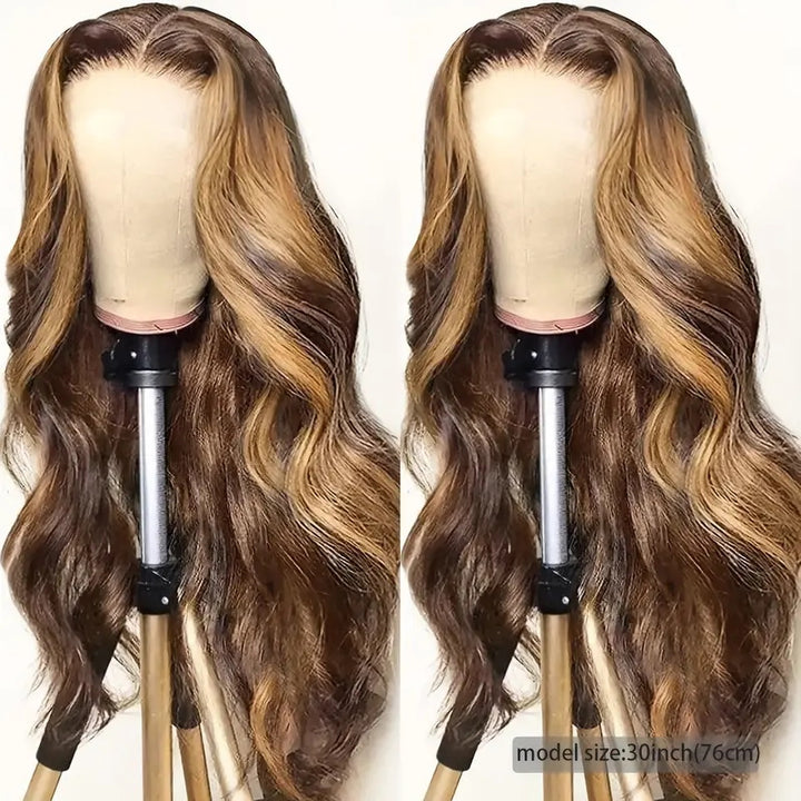 Honey Blonde Ombre Hair 4x4  Transparent Lace Closure Wig Straight/Body Wave Human Hair Wigs