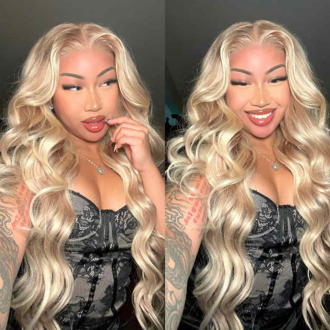 Allove Hair Barbie Blonde Wig With Brown Highlights #P10/613 Straight & Body Wave 13x4 Lace Front Wigs