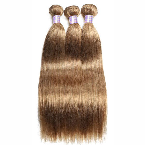 #27 Colored Straight Hair Bundles Honey Blonde Human Hair Weave 3 Bundles For Sew In