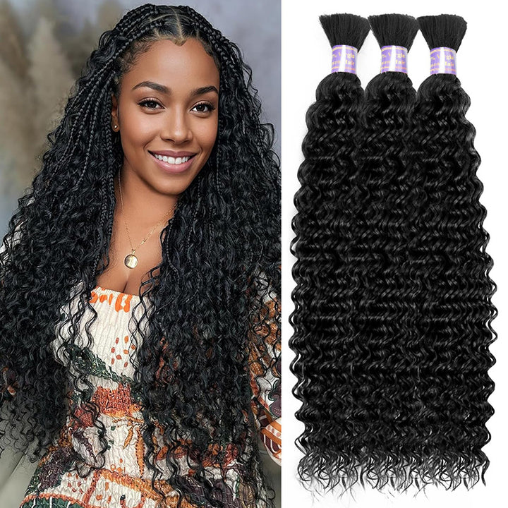 Allove Bulk Human Hair For Braiding Kinky Curly Hair Bundles No Weft - AlloveHair