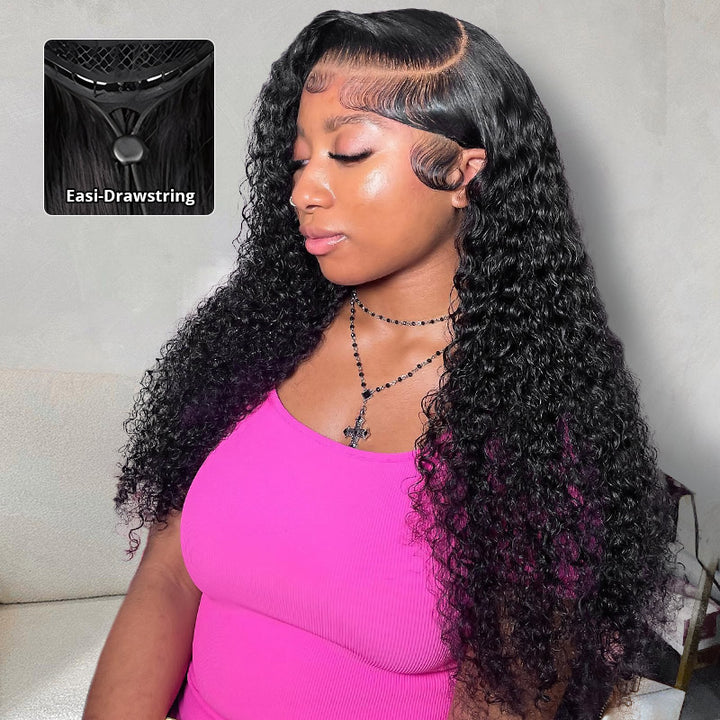 Kinky Curly 13x4 Full Lace Frontal Wig 100% Virgin Human Hair with Elastic Drawstring - AlloveHair