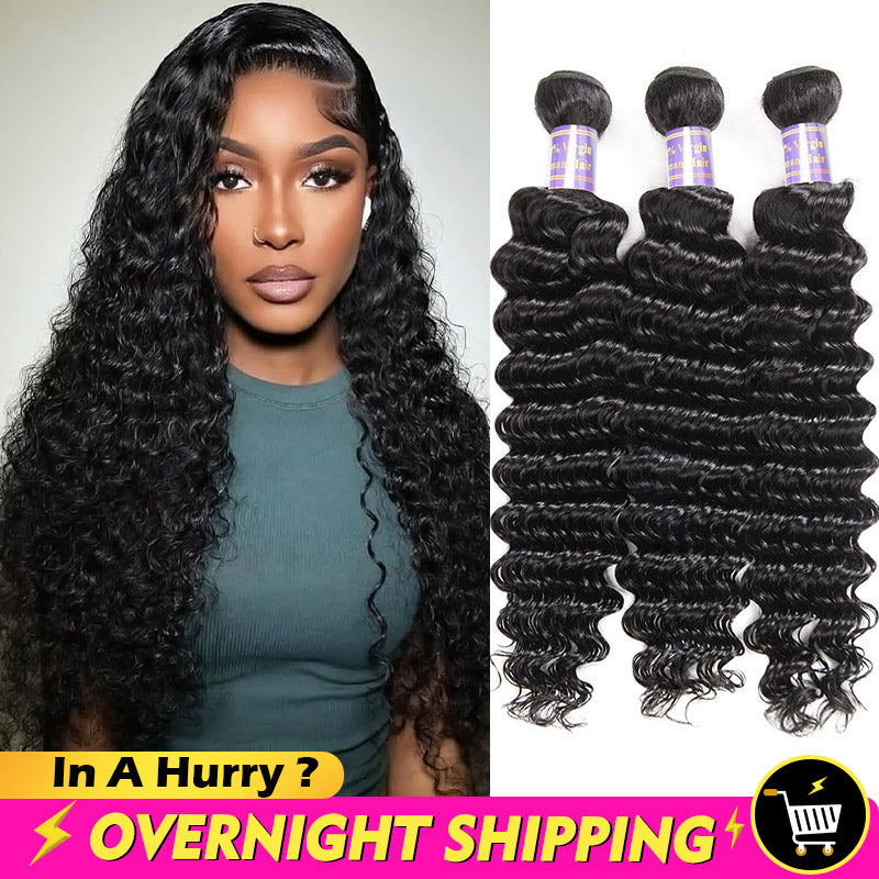 Overnight Shipping Deep Wave 3 Bundles Virgin Human Hair Extensions - AlloveHair