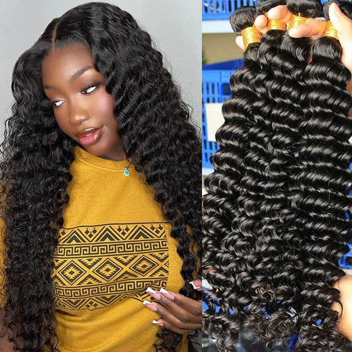 Malaysian Deep Wave Hair 4 Bundles Virgin Human Hair Extensions - AlloveHair
