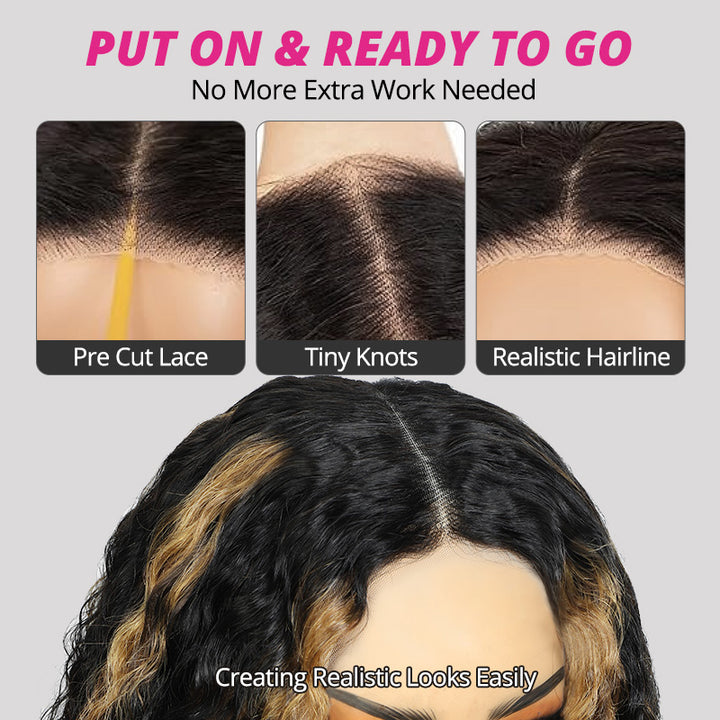 30 Inch 13x6 HD Lace Front Wig 1B/27 Ombre Deep Wave Human Hair Glueless Wig - AlloveHair