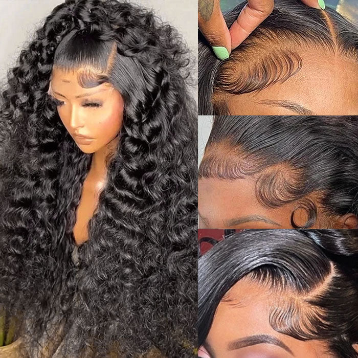 Loose Deep Wave HD Transparent 13x4 Lace Front Human Hair Wigs for Black Women