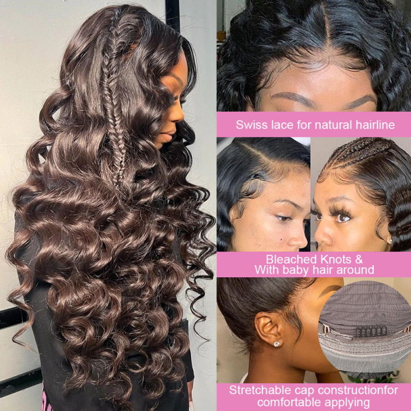 HD Invisible 5x5 Glueless Lace Closure Wig Loose Deep Wave Wear Go Wigs 200% Density