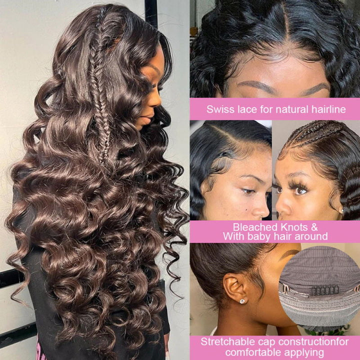 HD Invisible 5x5 Glueless Lace Closure Wig Loose Deep Wave Wear Go Wigs 200% Density