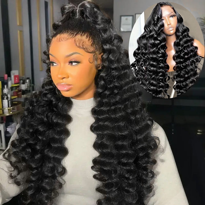 13x6 Loose Deep Wave Lace Front Wigs Human Hair All-Day Comfort Glueless Wigs with Bleached Knots - AlloveHair