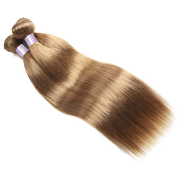 #27 Colored Straight Hair Bundles Honey Blonde Human Hair Weave 3 Bundles For Sew In