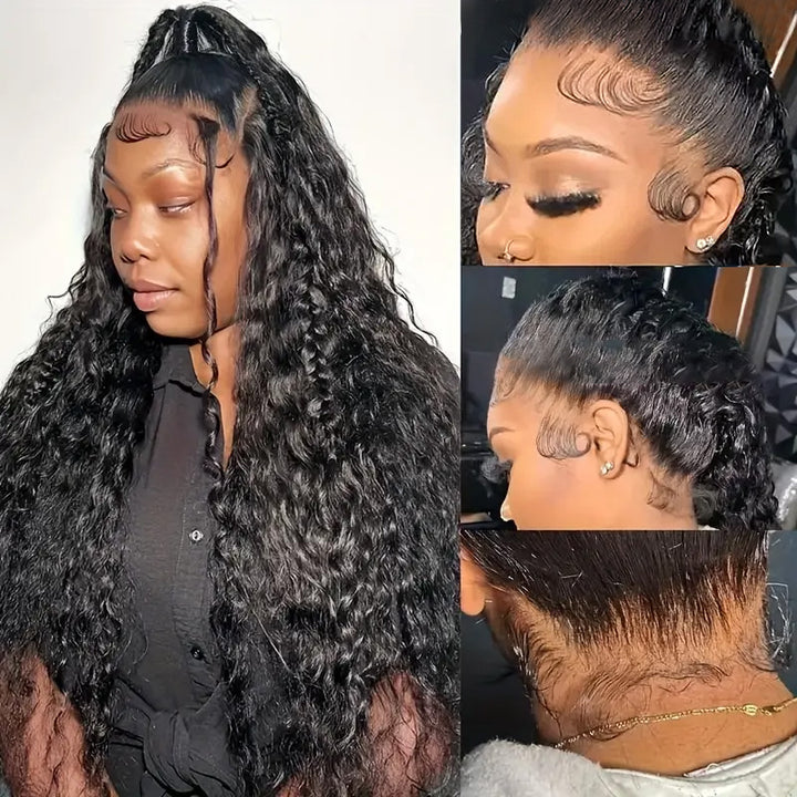 Glueless Water Wave Full Lace Wig | Drawstring Adjustable | 100% Brazilian Hair | HD Undetectable Lace - AlloveHair