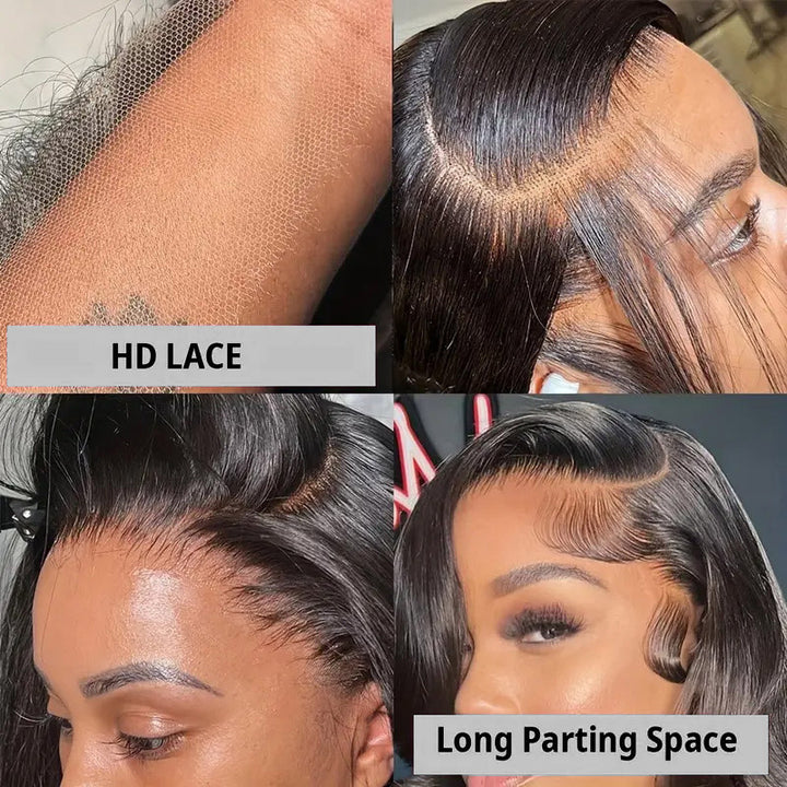 Allove Glueless 13x6 Lace Frontal Wig Pre-Plucked Body Wave Pull and Go Drawstring Human Hair Wigs - AlloveHair