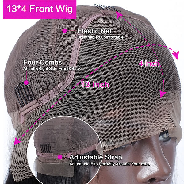 HD Lace Glueless Wig Kinky Straight 13x4 Lace Front Wigs Wear And Go Yaki Straight 30 Inch Long Wigs