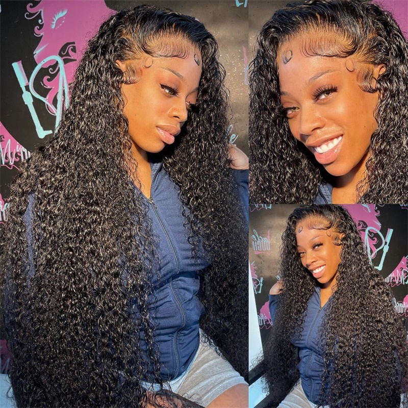 13x6 Transparent HD Lace Front Wear and Go Human Hair Wigs Kinky Curly Hair with Pre Plucked