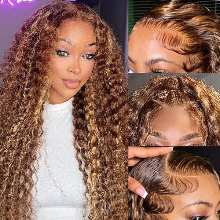 Bleached Knots Ready To Wear Wig | Glueless 5x5 HD Lace Closure Wigs Water Wave #4/27 Piano Color - AlloveHair