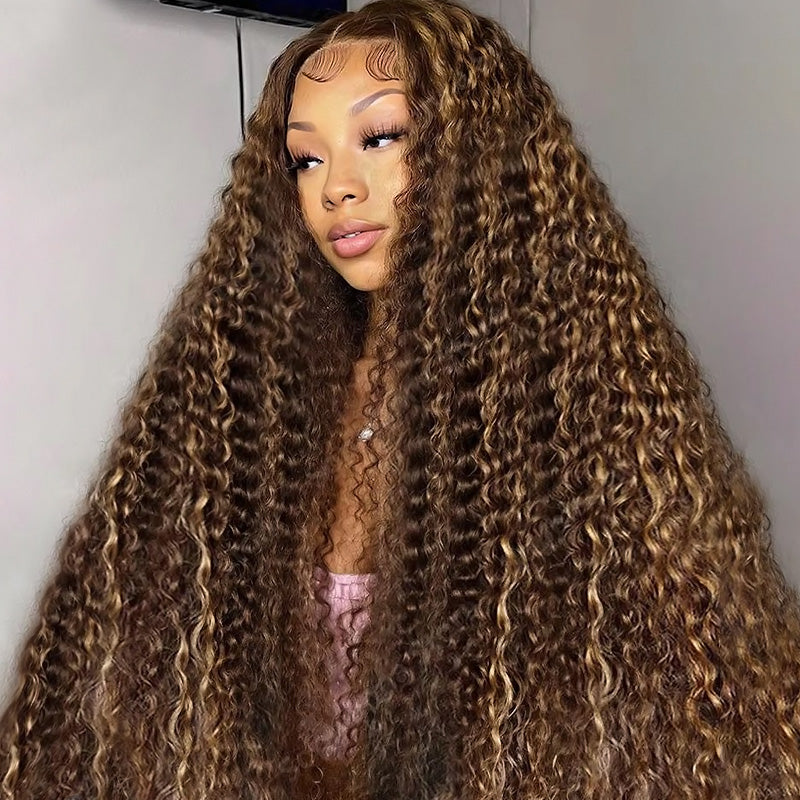 Bleached Knots Ready To Wear Wig | P4/27 Highlight Deep Wave Human Hair 5x5 Transparent Lace Wigs - AlloveHair