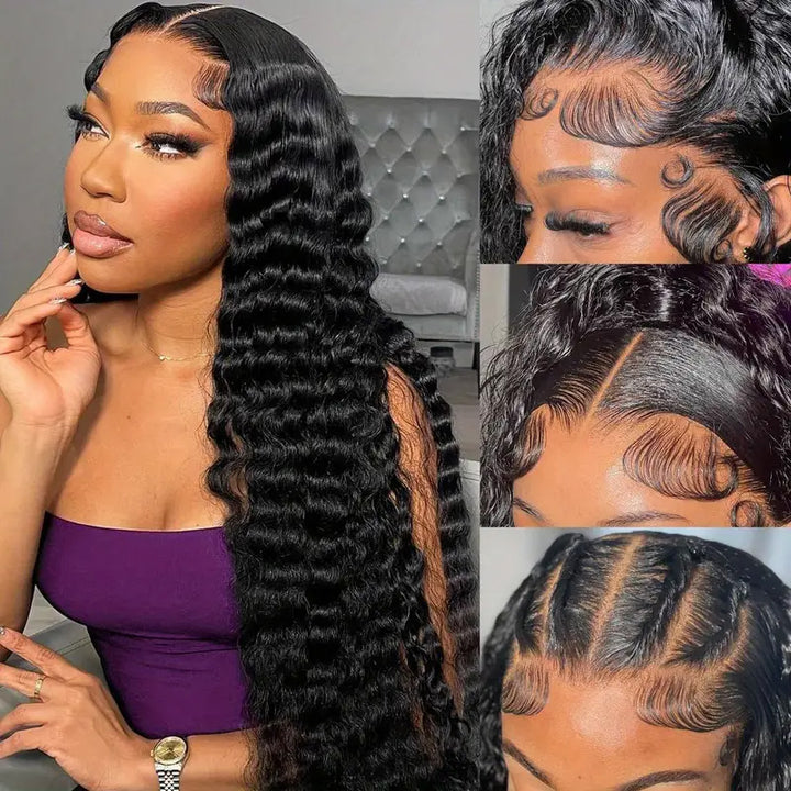 【THIN LACE】30 Inch 13x6 Lace Front Wigs Pre Plucked Loose Deep Wave Human Hair HD Lace Wigs - AlloveHair