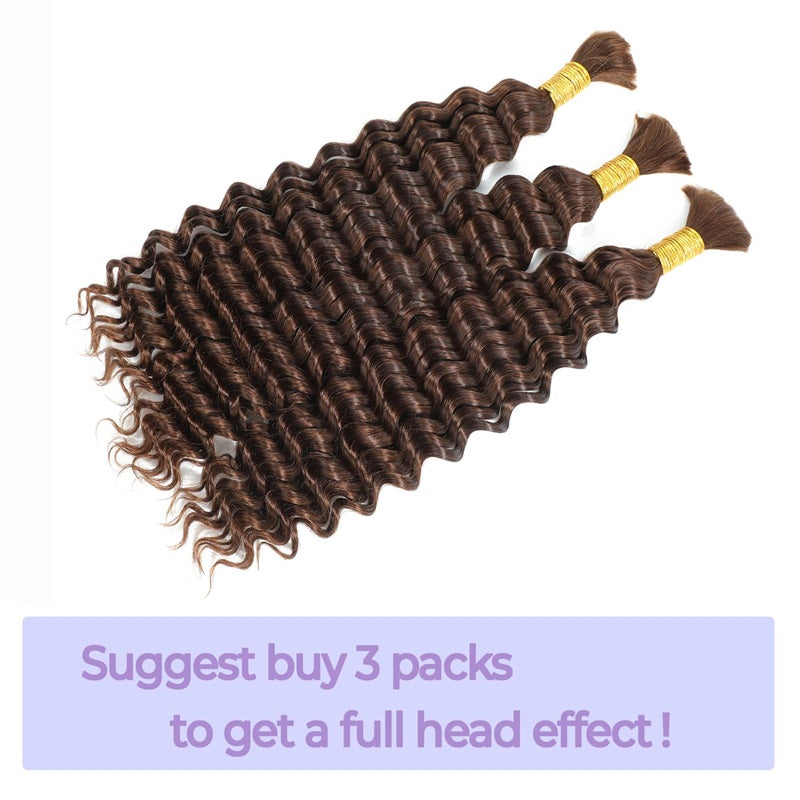 Allove #4 Deep Wave Bulk Human Hair For Braiding Crochet Micro Boho Braids For Black Women