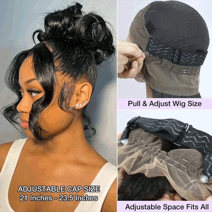 Body Wave Invisi-String Snug Fit 360 HD Lace Frontal Glueless Wig With Bleached Knots - AlloveHair