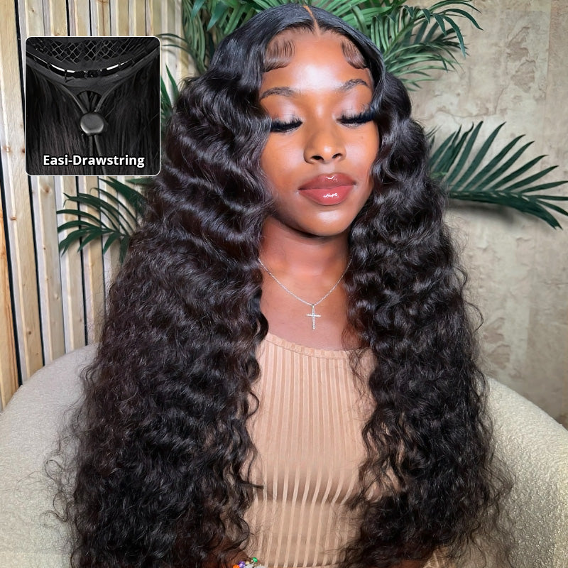 Allove Pull Go Drawstring Glueless Wig 13x6 Loose Deep Wave Invisible HD Lace Front Wig - AlloveHair