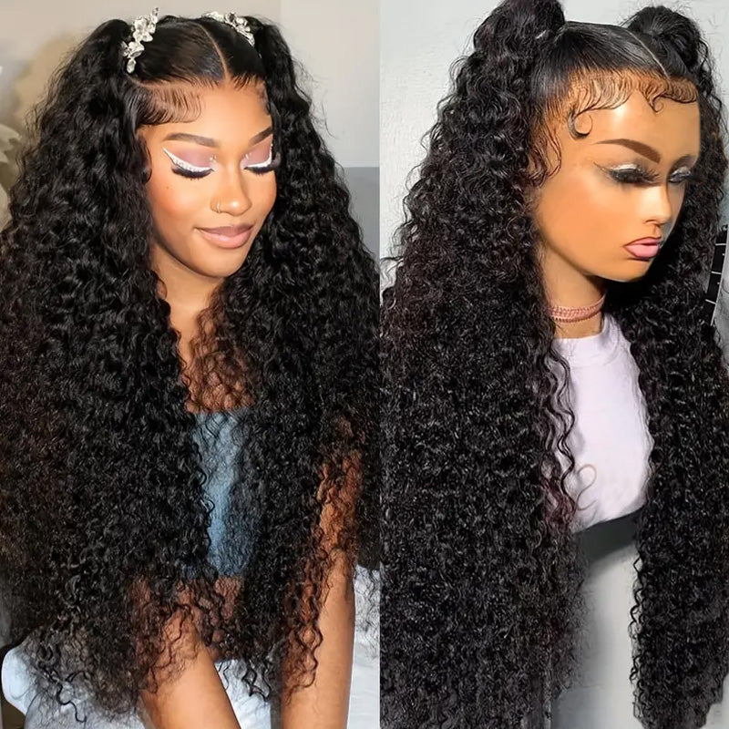 Allove Glueless Pull and Go Drawstring Wig with Pre Plucked Deep Wave 13x6 HD Full Lace Front Wigs - AlloveHair