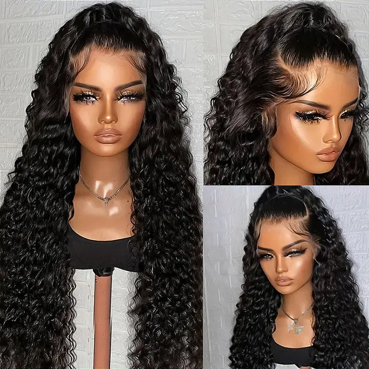 Allove 13x6 HD Full Lace Frontal Wig Water Wave Pull on and Go Drawstring Human Hair Wig - AlloveHair