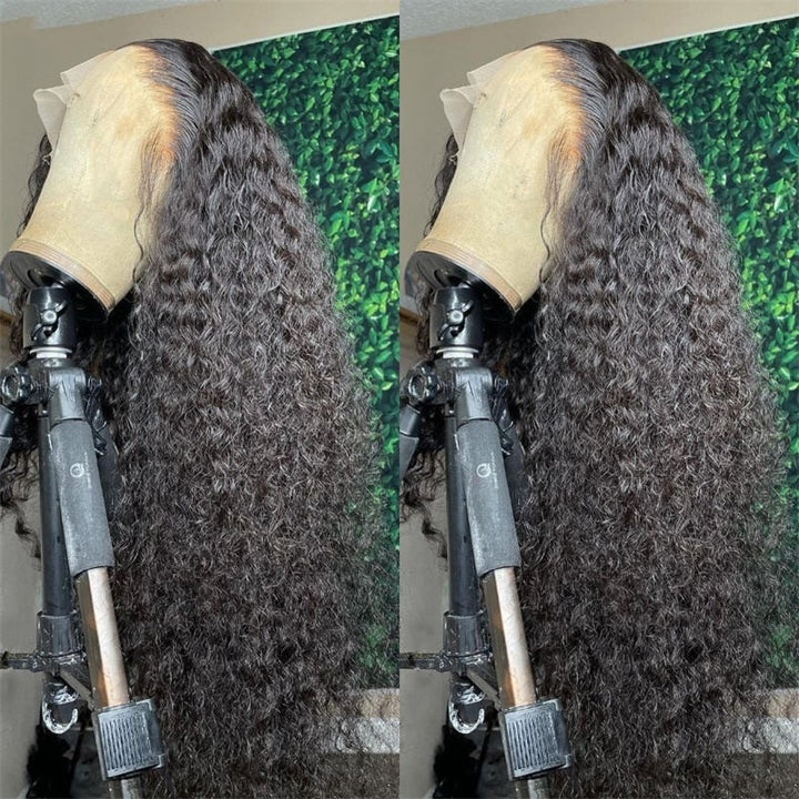 13x6 Transparent Lace Front Human Hair Wigs Kinky Curly Hair with Pre Plucked