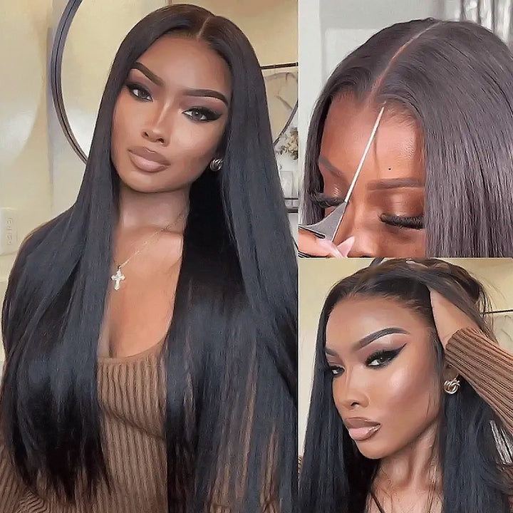 Allove Pull Go Drawstring Glueless Wig 13x6 Full Lace Front Wig Virgin Straight Human Hair - AlloveHair