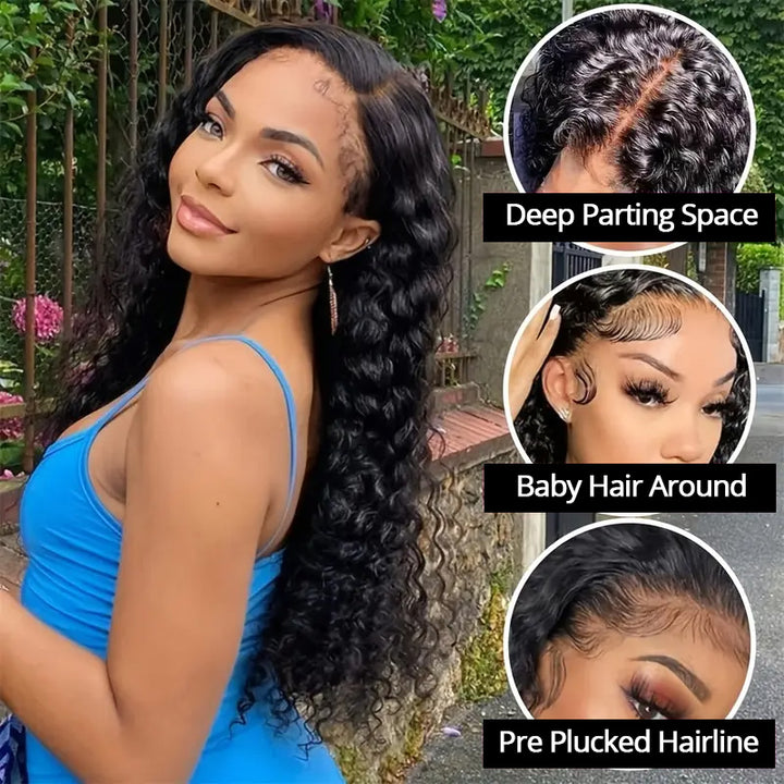 13x6 Loose Deep Wave Lace Front Wigs Human Hair All-Day Comfort Glueless Wigs with Bleached Knots - AlloveHair