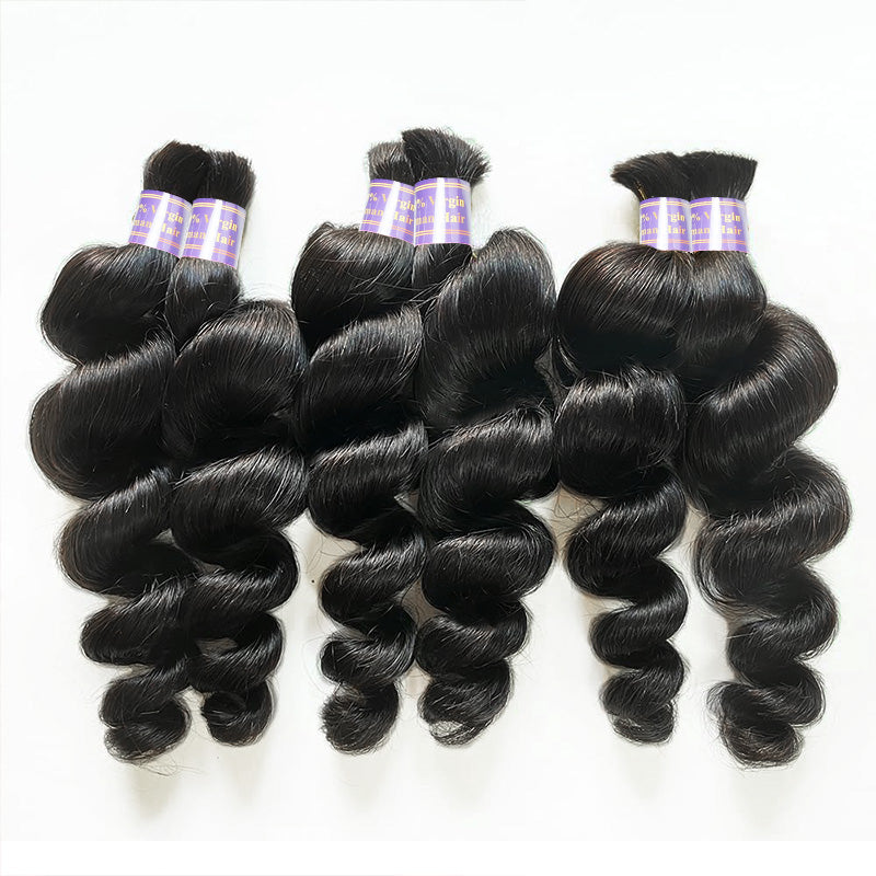 Allove Hair Loose Wave Bulk Virgin Human Hair Micro Braids Extension No Weft - AlloveHair