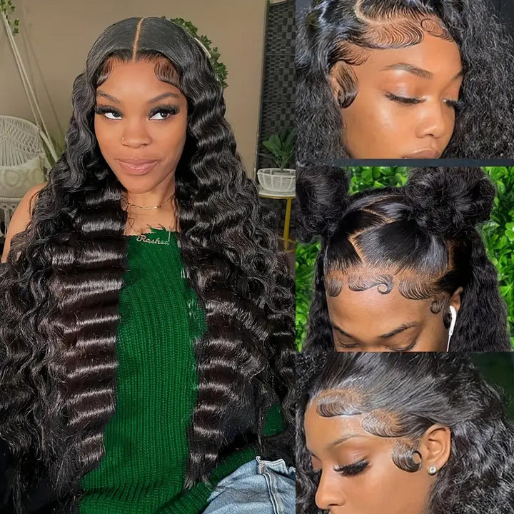 Allove Pull Go Drawstring Glueless Wig 13x6 Loose Deep Wave Invisible HD Lace Front Wig - AlloveHair