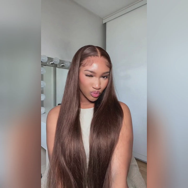 Allove Hair Chocolate Brown Human Hair Wigs 13x6 HD Lace Front Colored Wig For Women