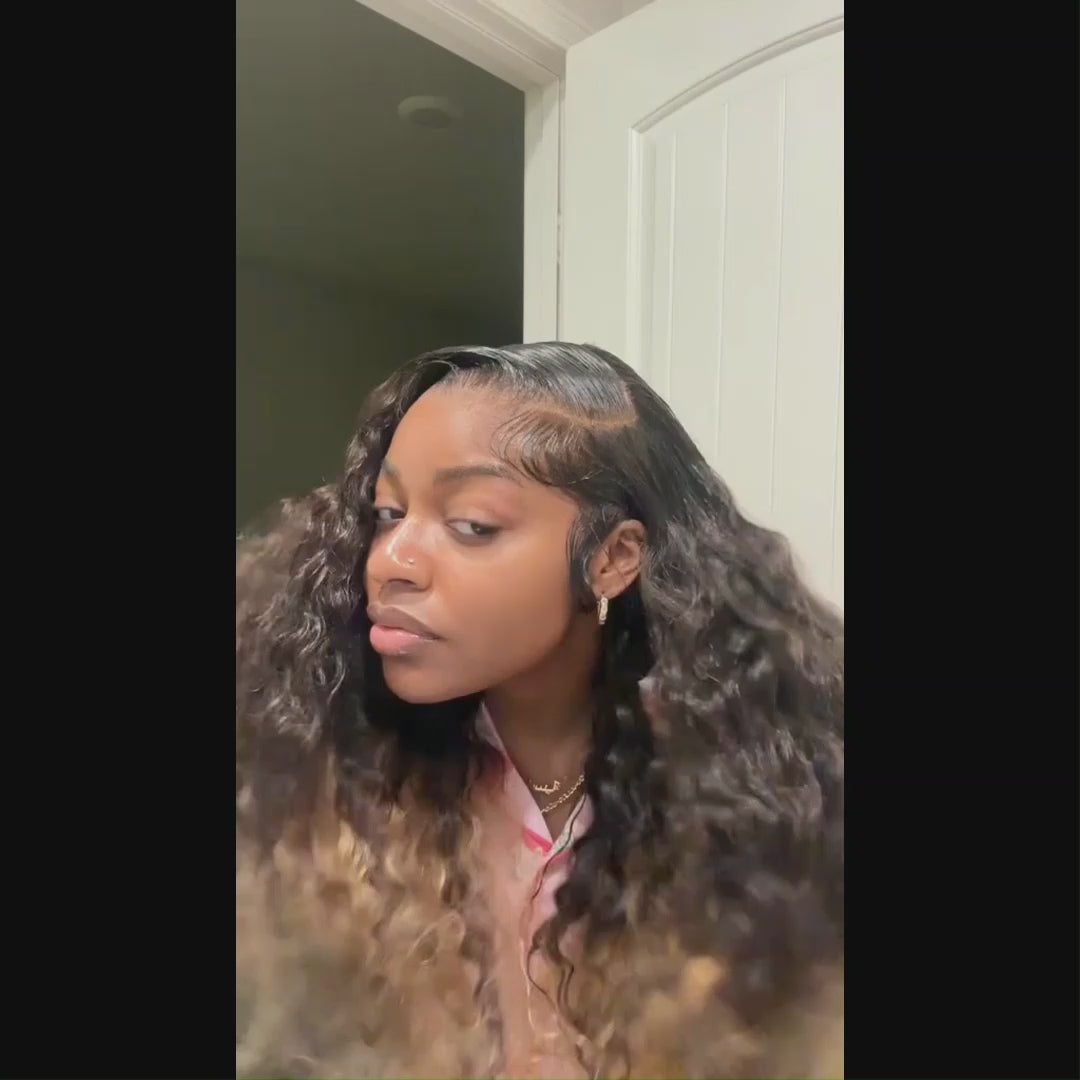 Two Tone Ombre Honey Blonde Glueless Deep Curly Transparent Lace Front Colored Wigs