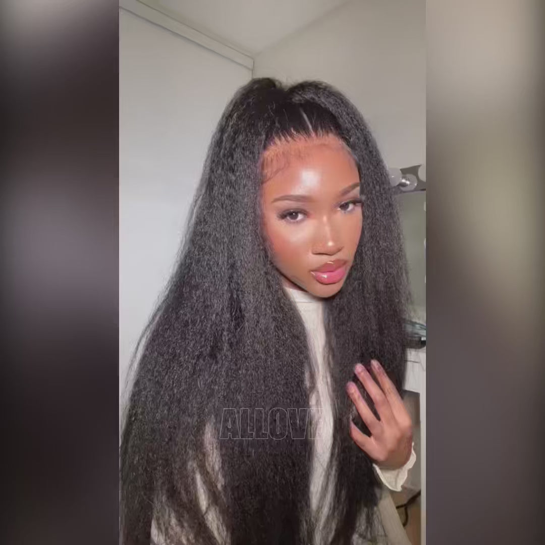 13x4 Undetectable Lace Front Wigs Kinky Straight 100% Human Virgin Hair