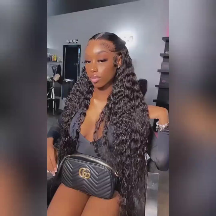 13x6 Glueless Lace Front Wig | Water Wave Human Hair | HD Transparent Lace | Pre-Plucked Hairline | 180% Density