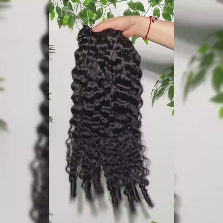 Allove Hair Burmese Curly Hair 3 Bundles with 2x6 HD Lace Deep Part Closure Brazilian Human Hair