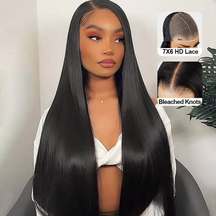 Allove Real Glueless 7x6 HD Lace Wig 180% Density PartingMax Lace Wigs Straight Hair Lace Front Wigs Human Hair - AlloveHair
