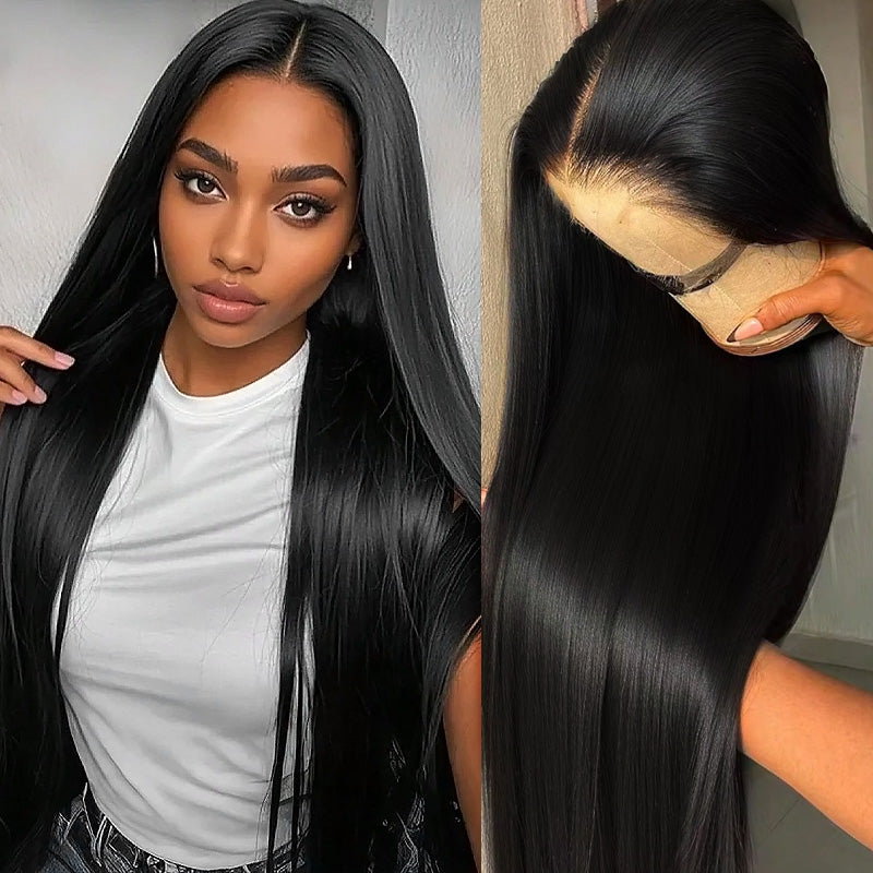 Allove Hair 4x4 HD Lace Closure Wig 250 Density Bone Straight 13*4 Lace Front Human Hair Wigs