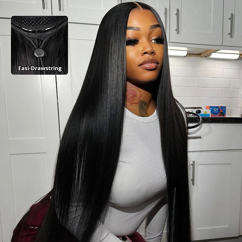 Allove Pull Go Drawstring Glueless Wig 13x6 Full Lace Front Wig Virgin Straight Human Hair - AlloveHair