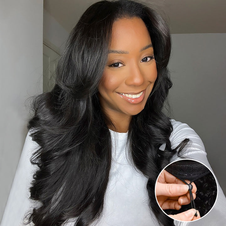 Easy Install V Part Wig Body Wave Glueless Wig with Adjustable Drawstring Protective Style - AlloveHair