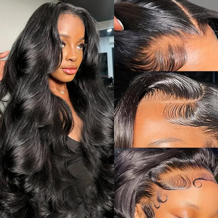 Allove Glueless 13x6 Lace Frontal Wig Pre-Plucked Body Wave Pull and Go Drawstring Human Hair Wigs - AlloveHair