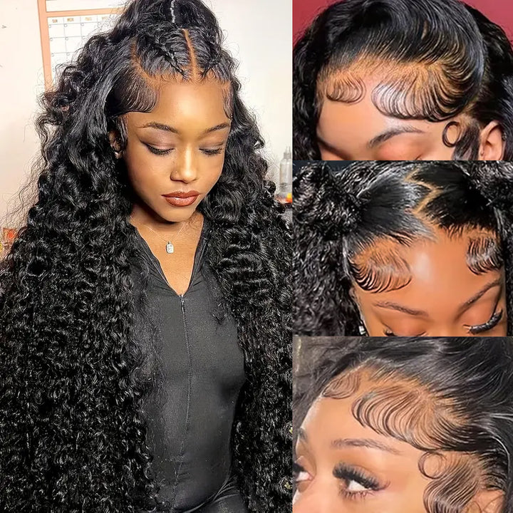 Allove 13x6 HD Full Lace Frontal Wig Water Wave Pull on and Go Drawstring Human Hair Wig - AlloveHair