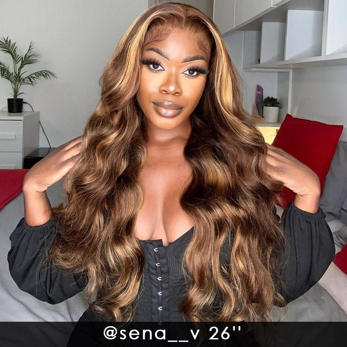 Bleached Knots Ready To Wear Wig | P4/27 Honey Blonde Glueless Wigs Body Wave 13x4 Lace Front Wigs Balayage Highlight Human Hair Wigs - AlloveHair