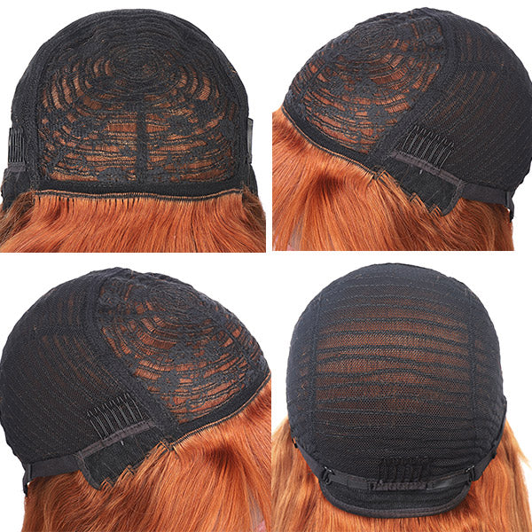 Ginger Color Machine Made Straight Human Hair Wigs