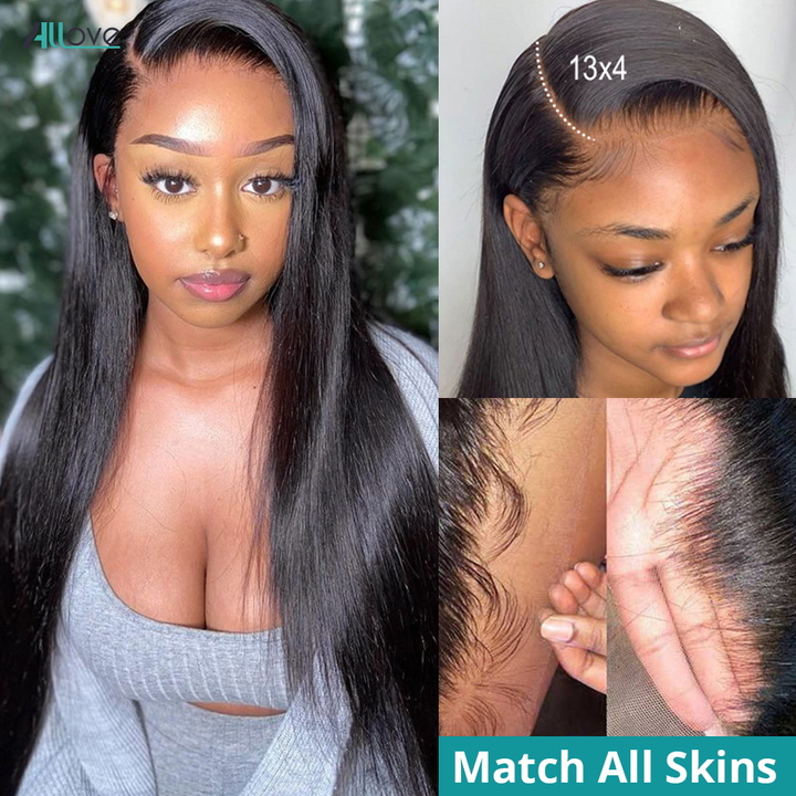 Allove Hair 4x4 HD Lace Closure Wig 250 Density Bone Straight 13*4 Lace Front Human Hair Wigs - AlloveHair