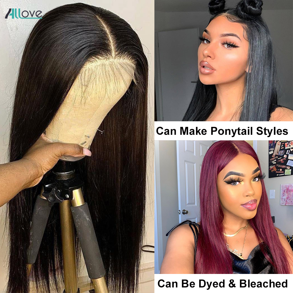 Allove Hair 4x4 HD Lace Closure Wig 250 Density Bone Straight 13*4 Lace Front Human Hair Wigs - AlloveHair
