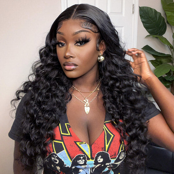 HD Invisible 5x5 Glueless Lace Closure Wig Loose Deep Wave Wear Go Wigs 200% Density