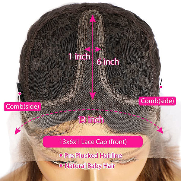 Honey Blonde Short Curly Bob Wig 13x6x1 Lace Part Human Hair Wigs For Women