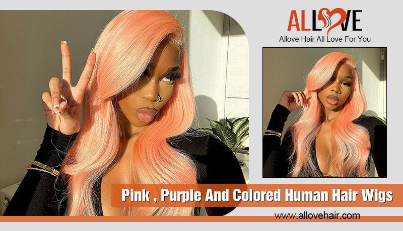 Pink , Purple And Colored Human Hair Wigs