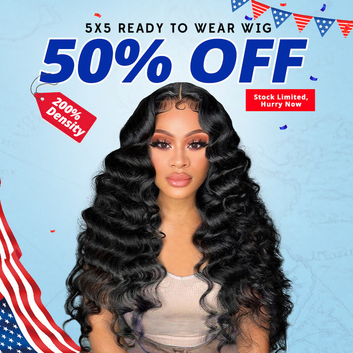 [50% OFF - No Code Needed] 200% Density Pre Cut Lace & Pre Plucked & Bleached Knots Ready To Wear 5x5 Lace Closure Wigs